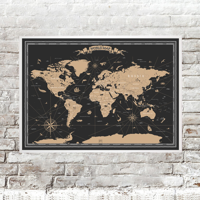 Brickwall-landscape-1-1-hvidramme-verdenskort-vintage-sort-768x768