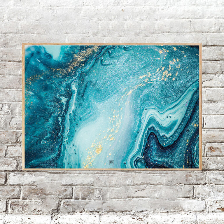 Billede af Marble'n Gold Blue - horisontal 21x29,7cm (A4)