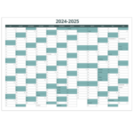 Antikblå vægkalender for 2024-2025 med et simpelt design