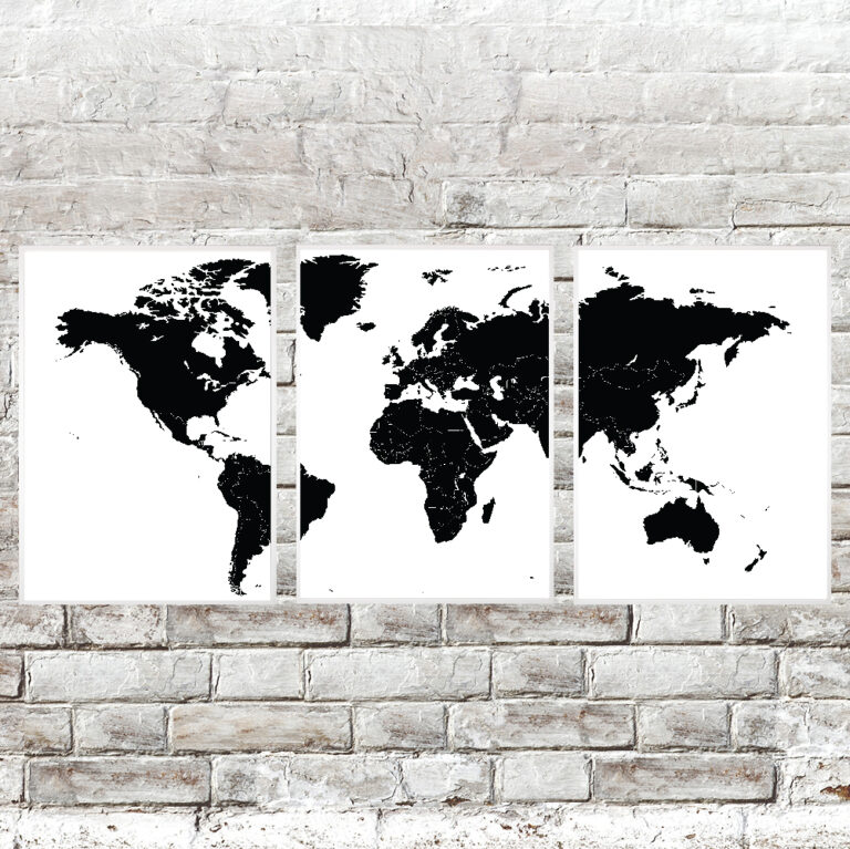 Verdenskort 3 delt online Køb flotte dansk produceret plakater HER!