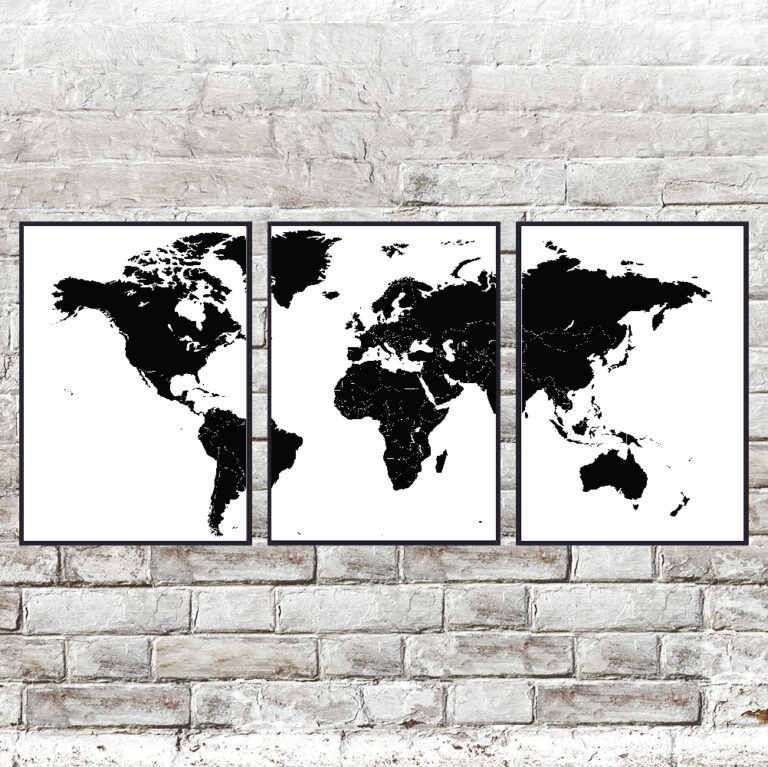 Verdenskort 3 delt online Køb flotte dansk produceret plakater HER!