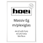 Hvid træramme med plexiglas