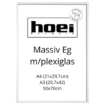 Hvid træramme med plexiglas