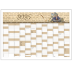 Vægkalender for 2025 i tosca farve med vintage design