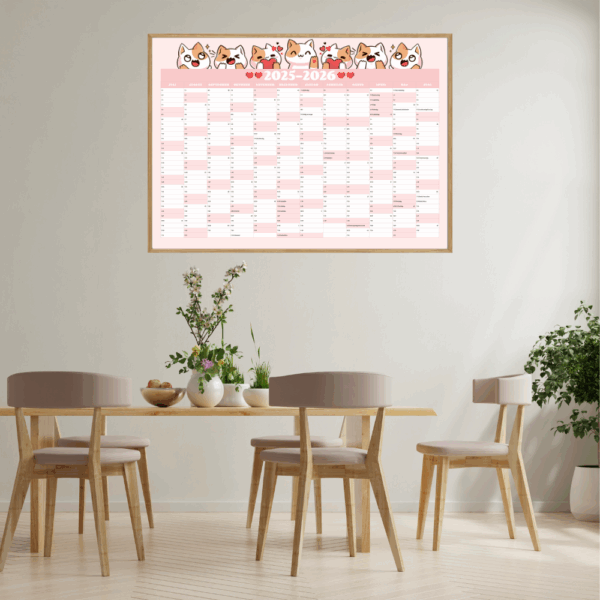 Dekorativ vægkalender med sødt design – ideel til børneværelset eller køkkenet