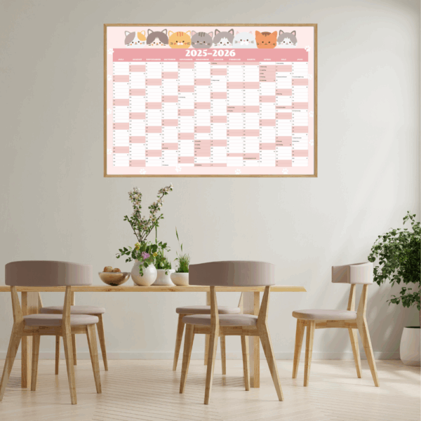 Dekorativ vægkalender med sødt design – ideel til børneværelset eller køkkenet