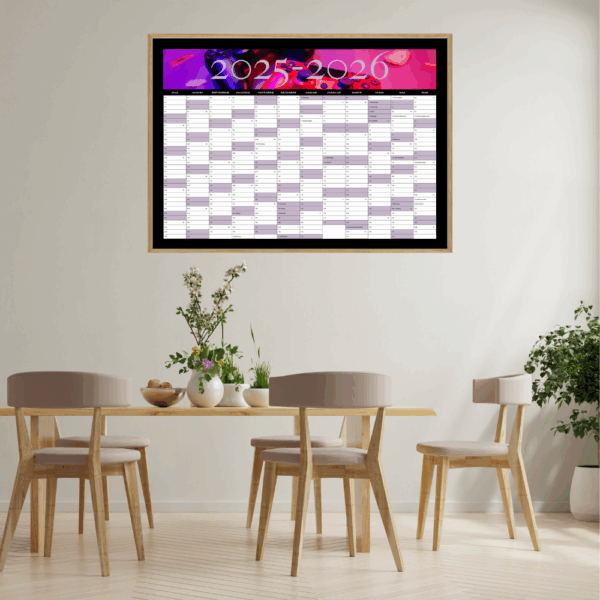 Dekorativ vægkalender med flot design – ideel til kontoret, gamer værelset eller køkkenet