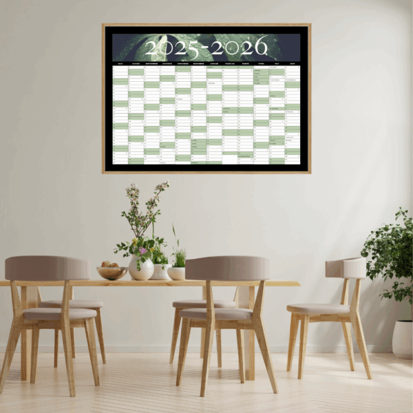 Dekorativ vægkalender med flot design – ideel til kontoret eller køkkenet