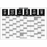Vægkalender 2025-2026 med motiverende citater – oversigt over 12 måneder fra juli til juni