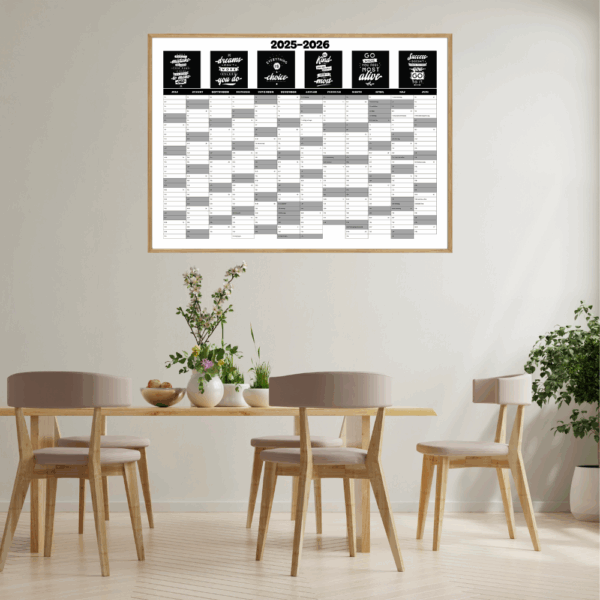 Dekorativ vægkalender med flot design – ideel til kontoret eller køkkenet