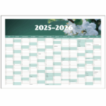 Detaljeret visning af kalenderlayout for skoleåret 2025-2026 – god plads til noter