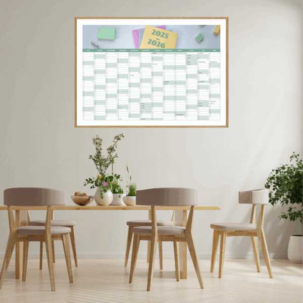 Dekorativ vægkalender med flot design – ideel til kontoret eller køkkenet