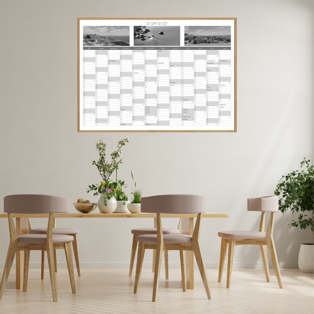 Personlig-vægkalender-2026-2027-3 panorama s-h billeder-grå-miljø