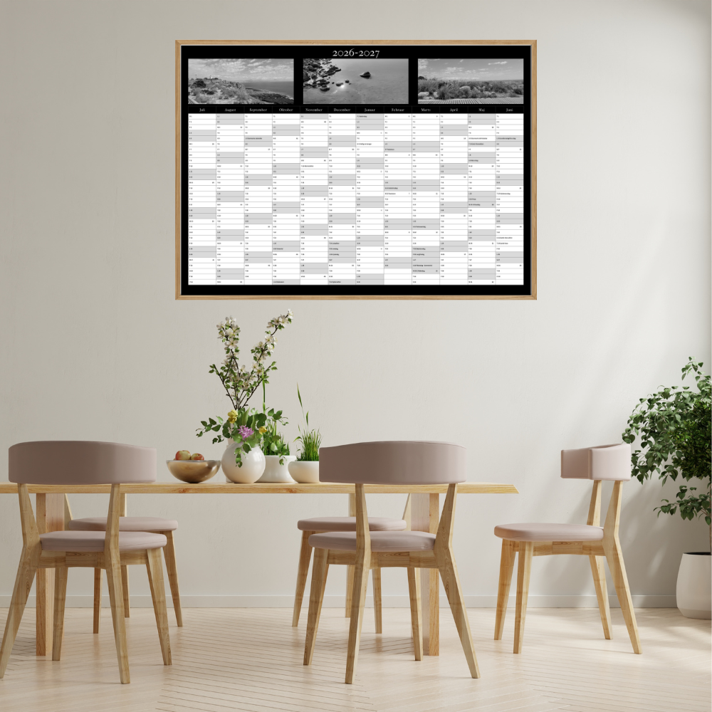 Personlig-vægkalender-2026-2027-3 panorama s-h billeder-sort-miljø