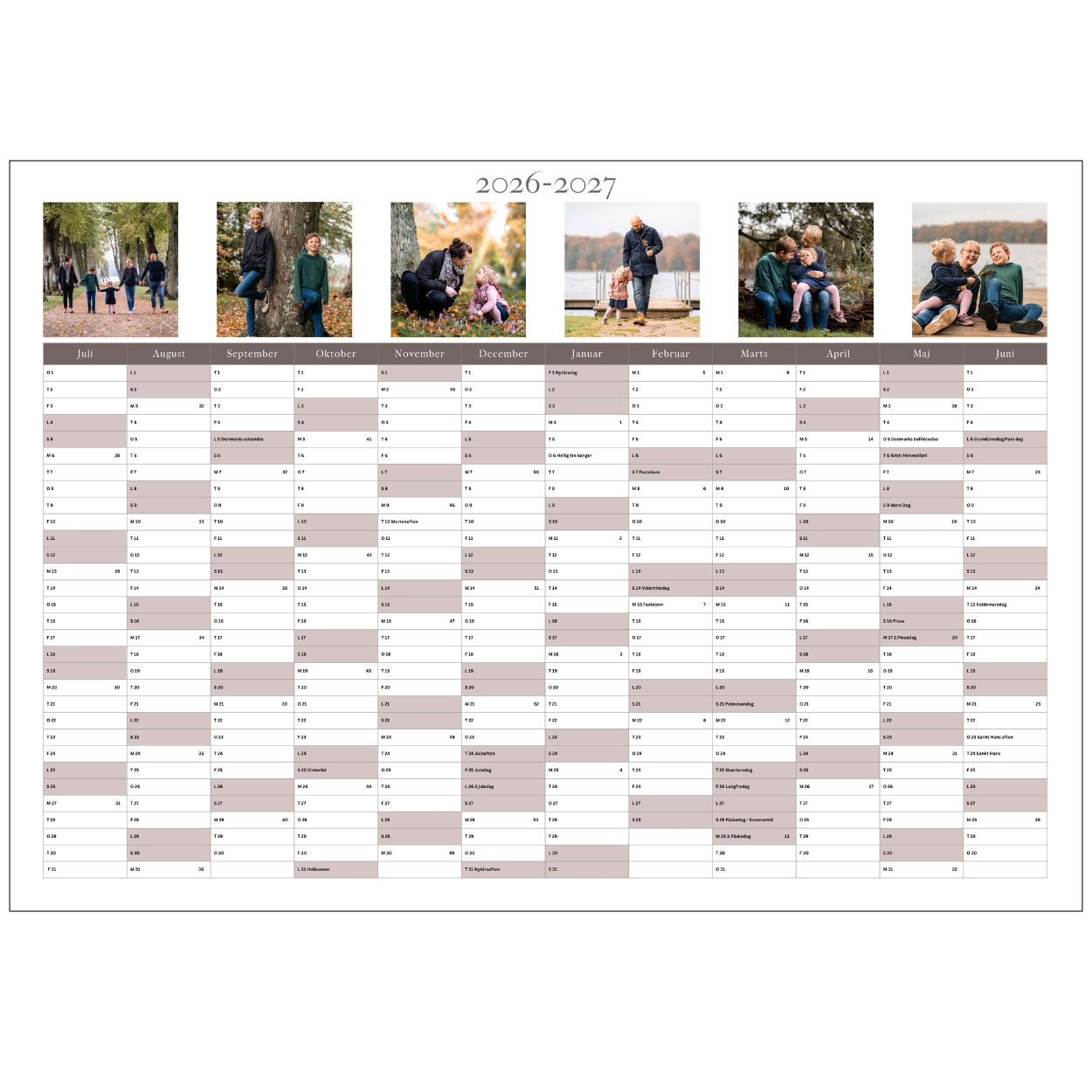 Personlig-vægkalender-2026-2027-6 11 farvebilleder-lilla